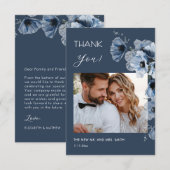 Blaue transparente Blumen Hochzeit Danke Karte (Vorne/Hinten)