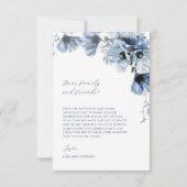 Blaue transparente Blumen Hochzeit Danke Karte (Rückseite)