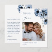 Blaue transparente Blumen Hochzeit Danke Karte (Vorne/Hinten)