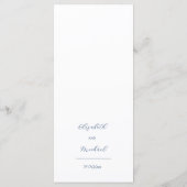 Blaue transparente Blumen Hochzeit Menükarte (Rückseite)
