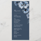 Blaue transparente Blumen Hochzeit Menükarte (Vorderseite)