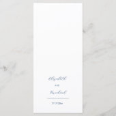 Blaue transparente Blumen Hochzeit Menükarte (Rückseite)