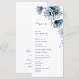 Blaue transparente Blumen Hochzeit Menükarte