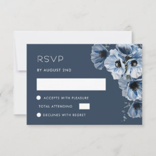 Blaue transparente Blumen-RSVP-Karte RSVP Karte