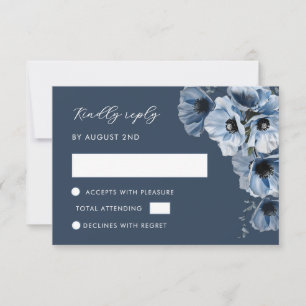 Blaue transparente Blumen-RSVP-Karte RSVP Karte