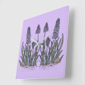 Blaue Traubenhyazinthe Quadratische Wanduhr (Winkel)