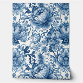 Blaue Träume | Florale Wasserfarbe Chinoiserie Tapete