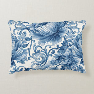 Blaue Träume Florale Wassermalerei Chinoiserie Dekokissen