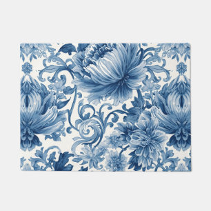 Blaue Träume   Florale Wassermalerei Chinoiserie Fußmatte