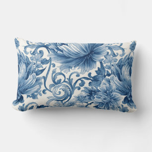 Blaue Träume Florale Wassermalerei Chinoiserie Lendenkissen