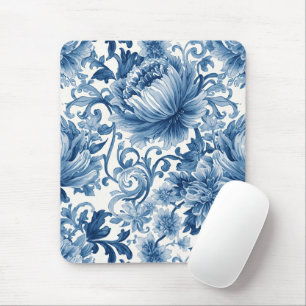 Blaue Träume   Florale Wassermalerei Chinoiserie Mousepad