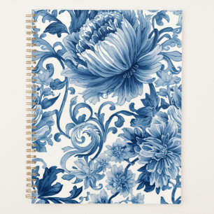Blaue Träume Florale Wassermalerei Chinoiserie Planer