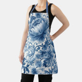 Blaue Träume | Florale Wassermalerei Chinoiserie Schürze (InSitu)