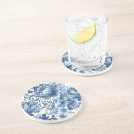 Blaue Träume | Florale Wassermalerei Chinoiserie W Getränkeuntersetzer