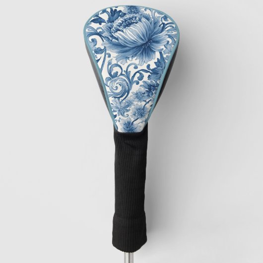 Blaue Träume | Florale Wassermalerei Chinoiserie W Golf Headcover (Vorderseite)