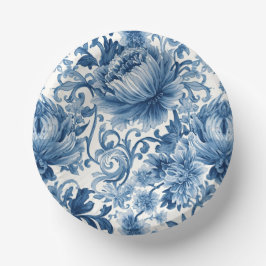 Blaue Träume | Florale Wassermalerei Chinoiserie W Pappteller
