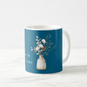 Blaue Träume Kiefernzapfen Winter Kaffeetasse (VorderseiteRechts)