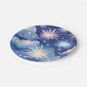 Blaue Träumende Wolken | Feuerwerk Sterne Wasserfa Pappteller (Schrägansicht)