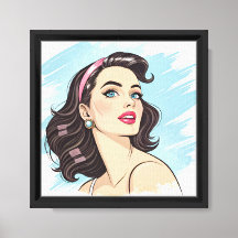 Blaue Träumerei Vintage Pin-Up Leinwanddruck
