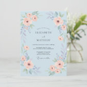 Blaue Träumerose Hochzeit Einladung (Stehend Vorderseite)