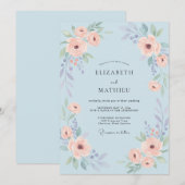 Blaue Träumerose Hochzeit Einladung (Vorne/Hinten)