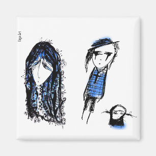Blaue traurige Menschen Magnet