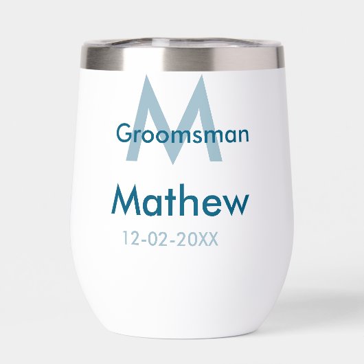 Blaue Trauzeuge mit Namensbuchstaben männlich pro (Rückseite)