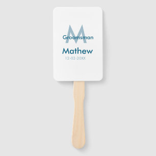 Blaue Trauzeuge mit Namensbuchstaben männlich pro Fächer