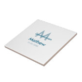 Blaue Trauzeuge mit Namensbuchstaben männlich pro Fliese (Seite)