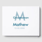 Blaue Trauzeuge mit Namensbuchstaben männlich pro Gästebuch (Rückseite)