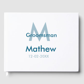 Blaue Trauzeuge mit Namensbuchstaben männlich pro Gästebuch
