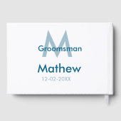 Blaue Trauzeuge mit Namensbuchstaben männlich pro Gästebuch (Rückseite)