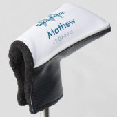 Blaue Trauzeuge mit Namensbuchstaben männlich pro Golf Headcover (3/4 Vorderseite)