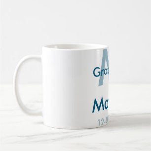 Blaue Trauzeuge mit Namensbuchstaben männlich pro Kaffeetasse