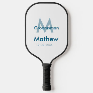 Blaue Trauzeuge mit Namensbuchstaben männlich pro Pickleball Schläger