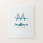 Blaue Trauzeuge mit Namensbuchstaben männlich pro Puzzle<br><div class="desc">Gestaltung</div>