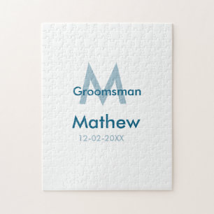 Blaue Trauzeuge mit Namensbuchstaben männlich pro Puzzle