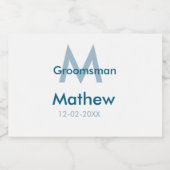 Blaue Trauzeuge mit Namensbuchstaben männlich pro Schaumweinetikett (Einzelnes Label)