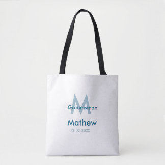 Blaue Trauzeuge mit Namensbuchstaben männlich pro Tasche