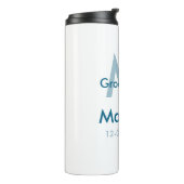 Blaue Trauzeuge mit Namensbuchstaben männlich pro Thermosbecher (Nach links gedreht)