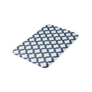 Blaue Trellis, Gitter, Quatrefolie Badematte