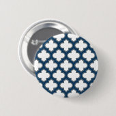 Blaue Trellis, Gitter, Quatrefolie Button (Vorne & Hinten)