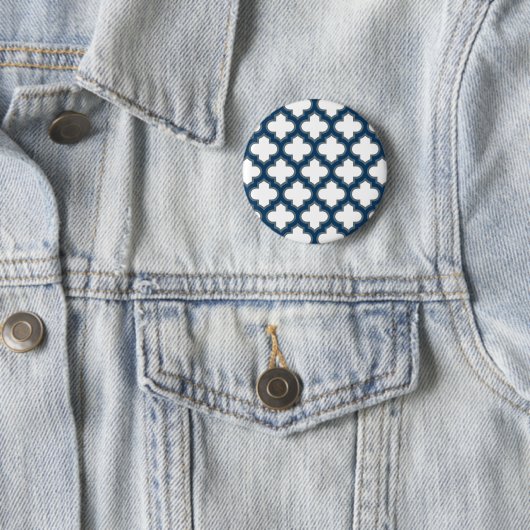 Blaue Trellis, Gitter, Quatrefolie Button (Beispiel)