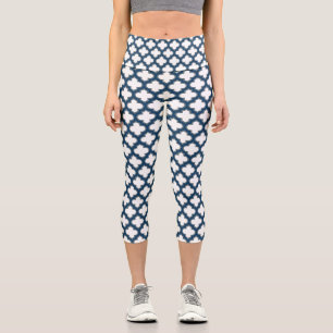 Blaue Trellis, Gitter, Quatrefolie Capri Leggings