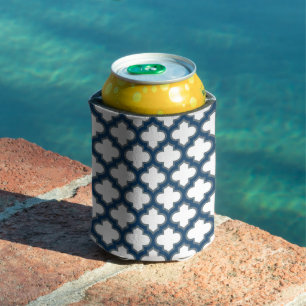 Blaue Trellis, Gitter, Quatrefolie Dosenkühler