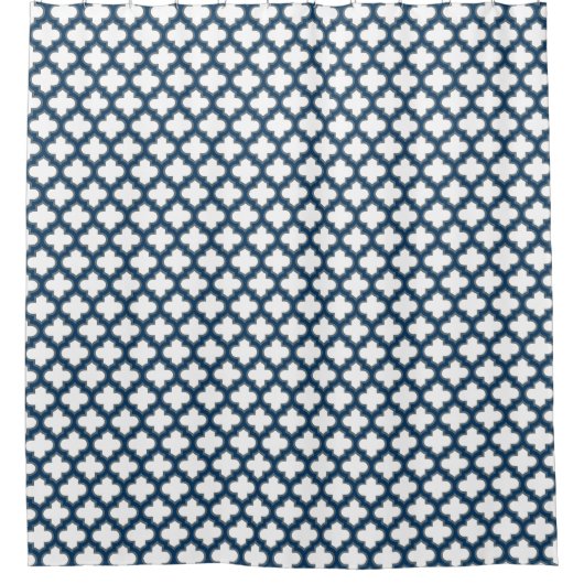 Blaue Trellis, Gitter, Quatrefolie Duschvorhang (Vorderseite)
