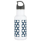 Blaue Trellis, Gitter, Quatrefolie Edelstahlflasche (Rückseite)