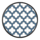 Blaue Trellis, Gitter, Quatrefolie Eishockey Puck (Vorderseite)
