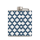 Blaue Trellis, Gitter, Quatrefolie Flachmann (Rückseite)