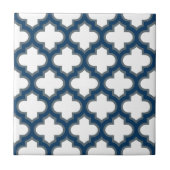 Blaue Trellis, Gitter, Quatrefolie Fliese (Vorderseite)